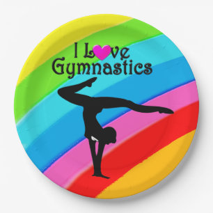 ASSIETTES EN CARTON COLORÉ RAINBOW I LOW GYMNASTICS PAPIER PLAQUES