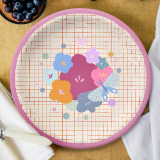 Assiettes En Carton Colorful Dopamine Flower Girl Paper Plate