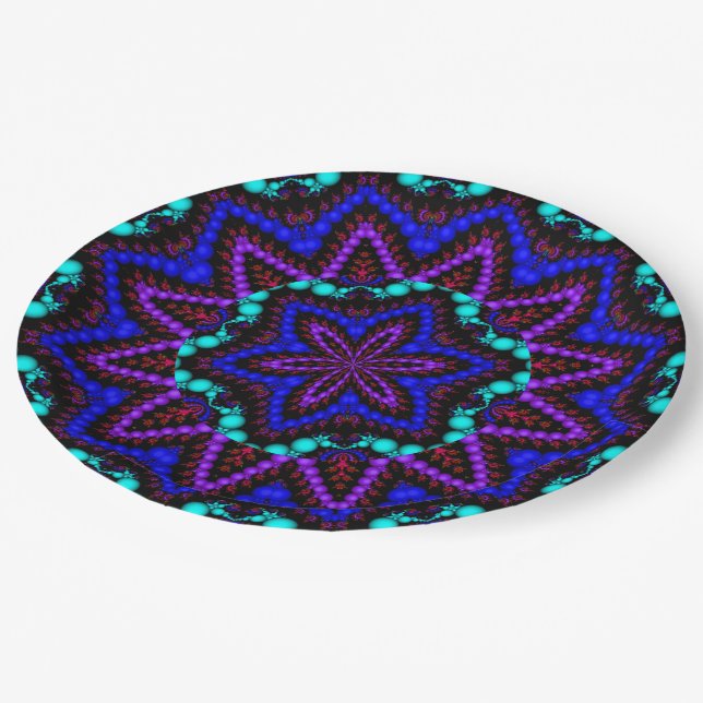 Assiettes En Carton Colorful Mandala (Angle)