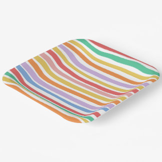 Assiettes En Carton Colorful Stripe Plate For Party