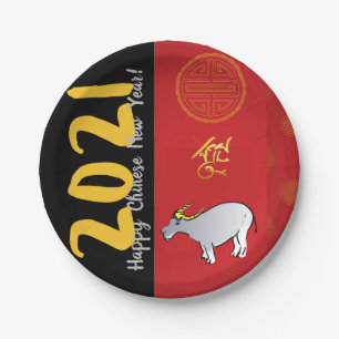 Assiettes En Carton Comics Chinese Traditionnel Ox Année 2021 PP