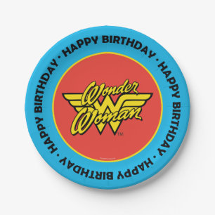 Assiettes En Carton Comics DC   Logo Wonder Woman   Joyeux anniversair