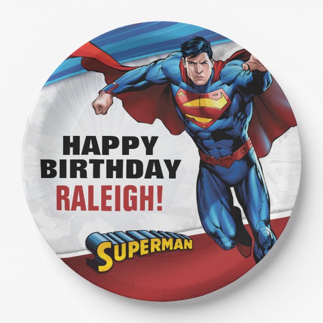 Assiettes En Carton Comics DC | Superman - Anniversaire (Devant)