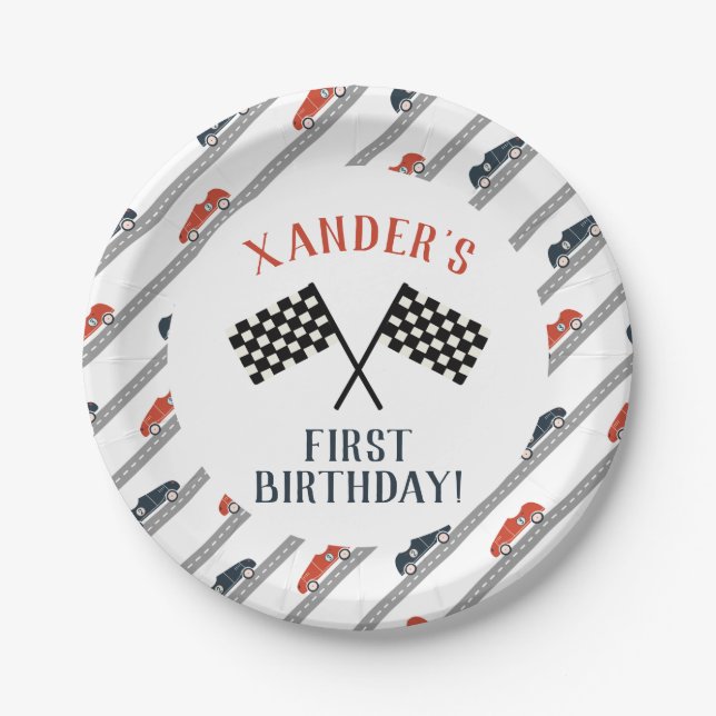 Assiettes En Carton Commencez Vos Moteurs Course Voiture Anniversaire  (Devant)
