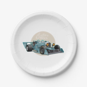 Assiettes En Carton Concept de voiture de course retro personnalisé