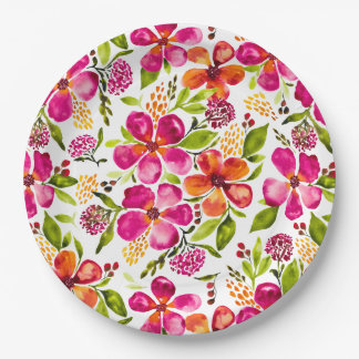 Assiettes En Carton Concepteur floral aquarelle Penelope