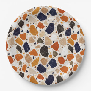 Assiettes En Carton Conception Abstraite de Terrazzo Méditerranéen