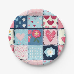Assiettes En Carton Conception Charming Cute Patchwork