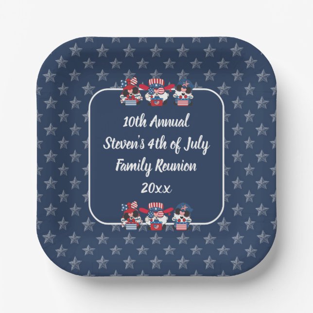 Assiettes En Carton Conception de 4 juillet de célébration personnalis (Recto)