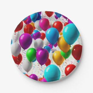 Assiettes En Carton Conception de ballons de fête coloré