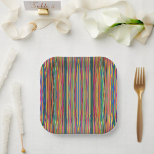 Assiettes En Carton Conception de bandes abstraites colorées