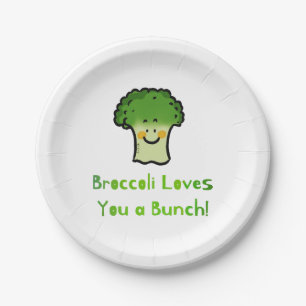 Assiettes En Carton Conception de caricature de jeu de brocoli Cute