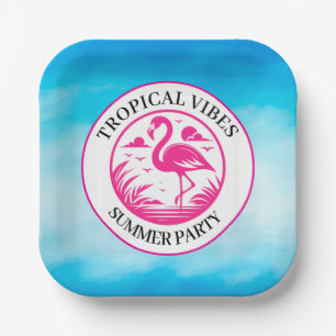 Assiettes En Carton Conception de cercle d'été flamant rose-68730