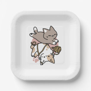 Assiettes En Carton Conception de chats mignons et joueurs – Art de pa