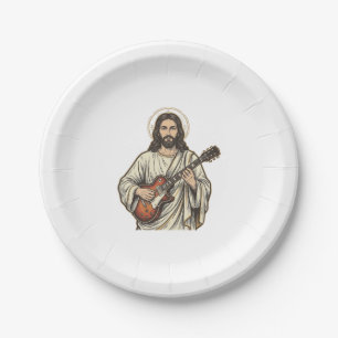 Assiettes En Carton Conception de chemise à gravure de guitariste sacr