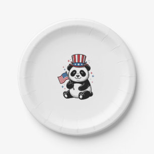 Assiettes En Carton Conception de chemise vintage patriotique Panda Fl