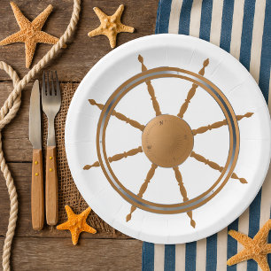 Assiettes En Carton Conception de compas de roue de navire nautique vi