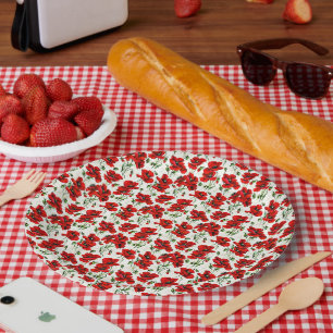 Assiettes En Carton Conception de coquelicot rouge