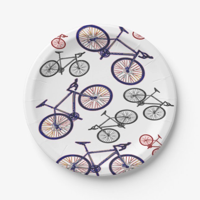 Assiettes En Carton Conception de dessin de bicyclette (Devant)