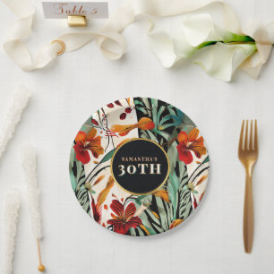 Assiettes En Carton Conception de fête d'anniversaire 30 ans Tropical