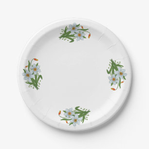 Assiettes En Carton Conception de fleurs de tulipes et de jonquilles 1