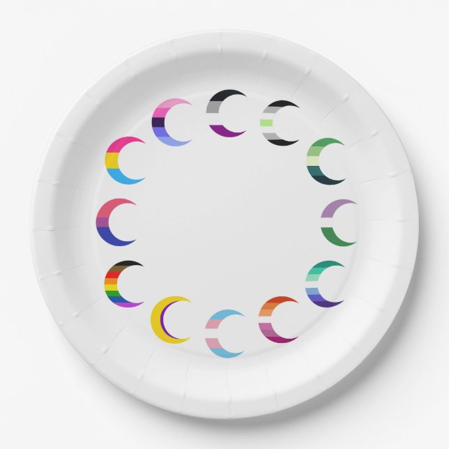 Assiettes En Carton Conception de la lune du croissant de temps de fie (Devant)