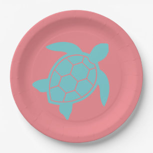 Assiettes En Carton Conception de la tortue marine dans Ocean Vert ble