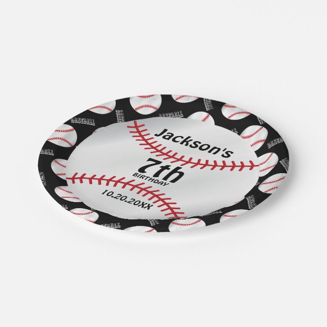 Assiettes En Carton *Conception de l'anniversaire du baseball| Personn (Angle)