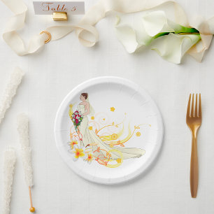 Assiettes En Carton Conception de mariage romantique de mariée florale