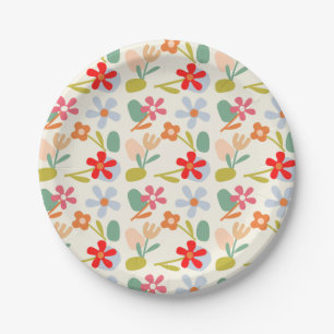 Assiettes En Carton Conception de motif floral abstrait d'aspect cool