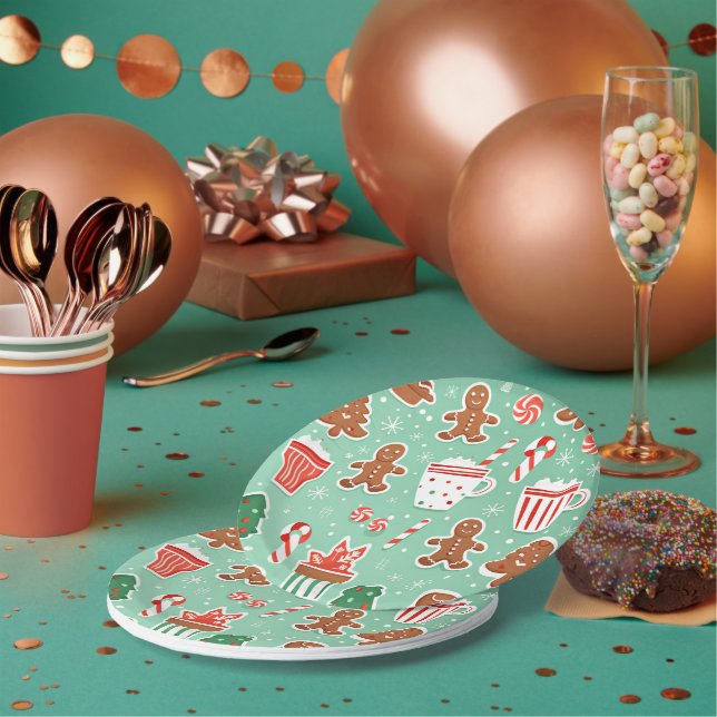 Assiettes En Carton Conception de pain d'épices de Noël (Multi)