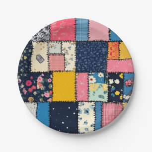 Assiettes En Carton Conception de Patchwork adorable, Motif Joueur