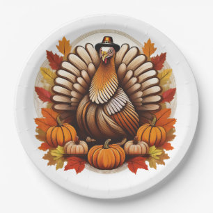 Assiettes En Carton Conception de Thanksgiving traditionnelle