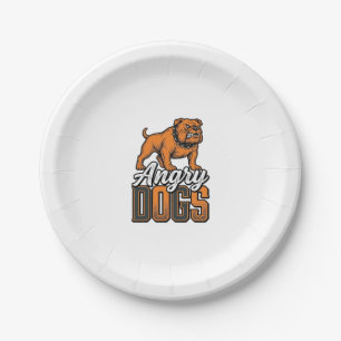 Assiettes En Carton Conception de typographie Bulldog vintage Angry Do