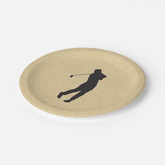 Assiettes En Carton Conception du golf en cuir tan (Angle)
