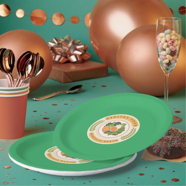 Assiettes En Carton Conception du logo de la Borcelle Healthy Food (Multi)