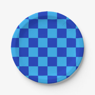Assiettes En Carton Conception du vérificateur bleu clair et foncé