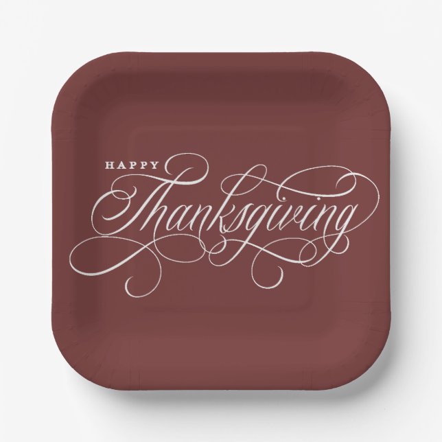 Assiettes En Carton Conception élégante de scripts de Bon thanksgiving (Recto)