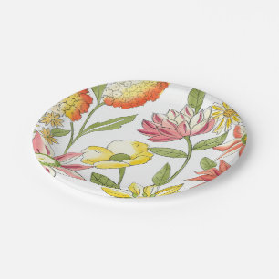 Assiettes En Carton Conception florale de jardin avec l'arrière - plan