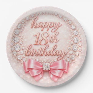 Assiettes En Carton Conception Joyeux 18e Anniversaire Diamant Rose Gl