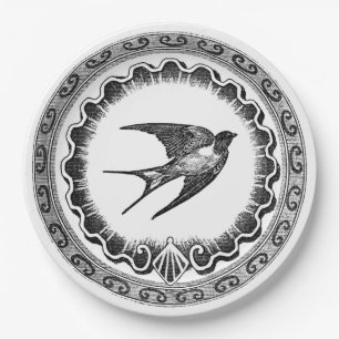 Assiettes En Carton Conception noire et blanche vintage épique