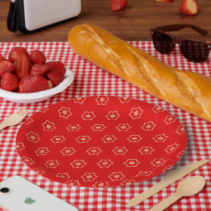 Assiettes En Carton Conception ornementale rouge et or