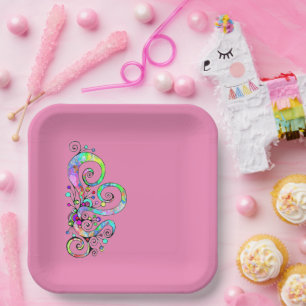 Assiettes En Carton Conception peinte à la main en forme de cœur en sp