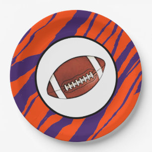 Assiettes En Carton Conception Rayures de Tigre MVB - Football Orange