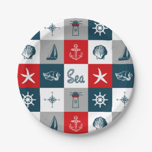 Assiettes En Carton Conception sur le thème nautique