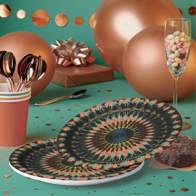 Assiettes En Carton Conception turquoise d'une caméra de rotation oran (Multi)