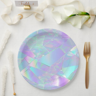 Assiettes En Carton Conception turquoise et violette Iridescente