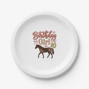Assiettes En Carton Conception vectorielle florale de cheval 10 pour f