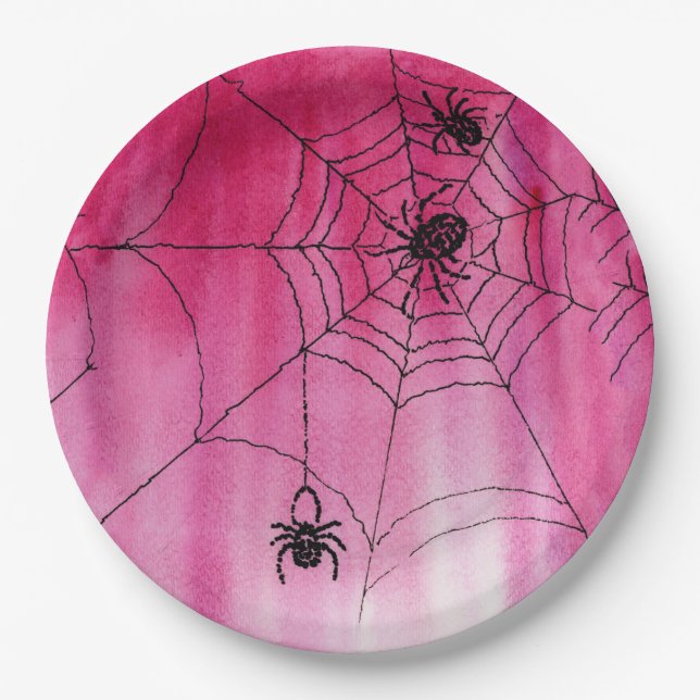 Assiettes En Carton Conception Web Spidery sur plaques de papier (Devant)