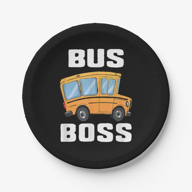 Assiettes En Carton Conducteur de bus scolaire patron de bus drôle (Devant)